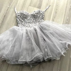 Silver sparkly strapless dress: Bat Mitzvah/ Sweet 16